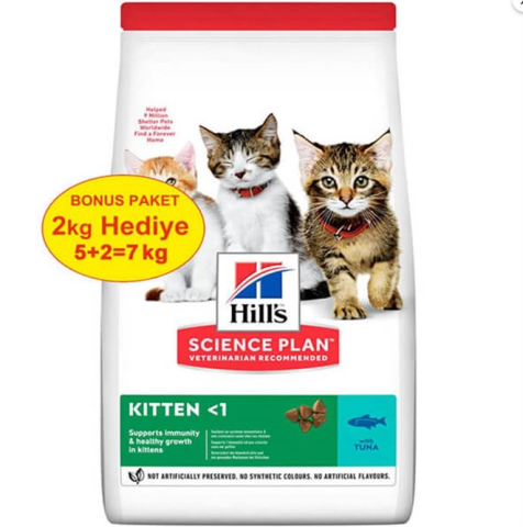 Hills Science Plan Kitten Tuna Balıklı Yavru Kedi Maması 5 kg+ 2 kg(Bonuslu)(stt.12/2026)