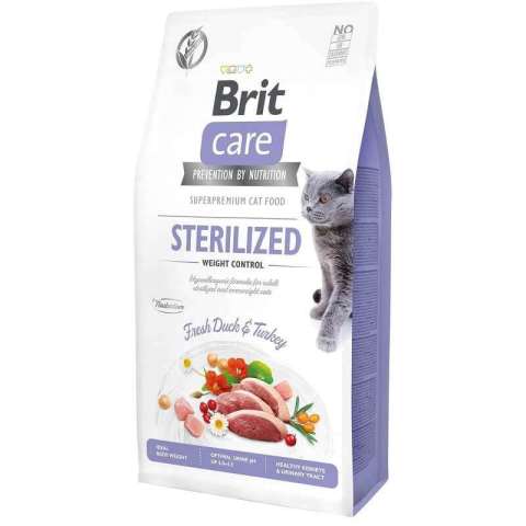 Brit Care Tahılsız Taze Ördekli ve Hindili Sterilized Kısırlaştırılmış Kedi Kuru Maması 7 Kg(stt.03/2026)