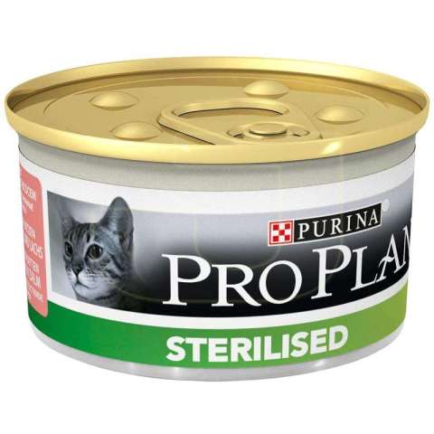 Proplan Sterilised  Somonlu ve Ton Balıklı Kısırlaştırılmış Kedi Konservesi 85 gr (stt.11/2027)