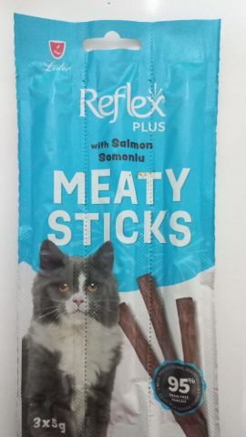 Reflex Plus Meaty Sticks Somonlu Kedi Ödül Çubuk (3x5gr) 15 gr (stt:06/2026)