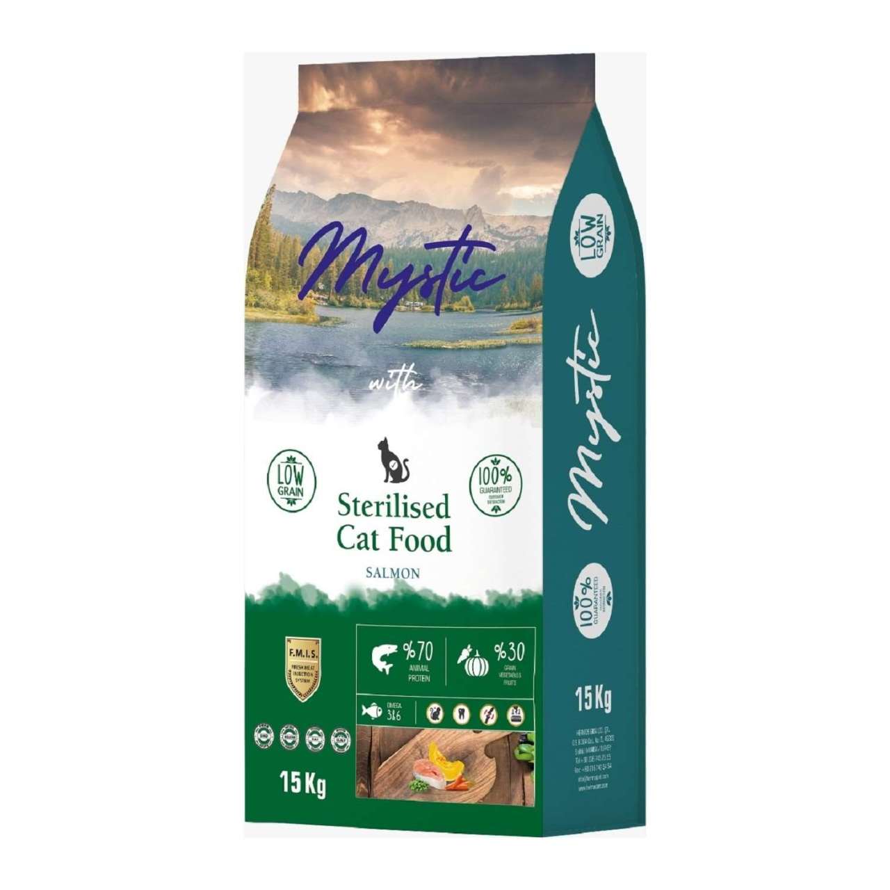 Mystic Somonlu Az Tahıllı Yetişkin Steril (Kısırlaştırılmış) Kuru Kedi Maması 15 kg (stt.12/2025)