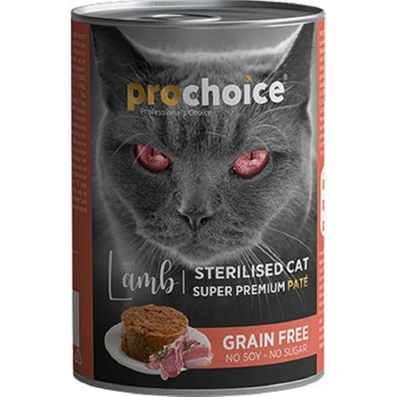 Prochoice Sterilised Tahılsız Kuzu Etli Kısırlaştırılmış Kedi Konservesi 400 gr. (stt:01/2025)