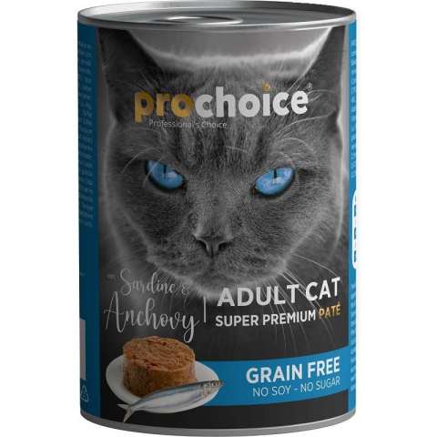 Prochoice Tahılsız Sardalya ve Hamsili Yetişkin Kedi Konservesi 400 gr.(stt.02/2027)