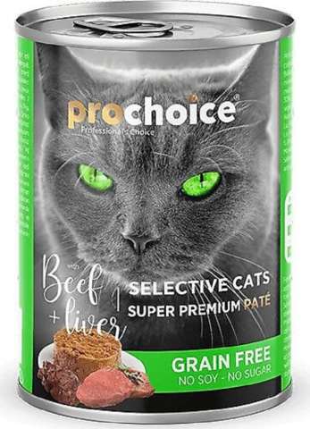 Prochoice Selective Cats Tahılsız Sığır Etli ve Ciğerli Yetişkin Kedi Konservesi 400 gr (stt.01/2028)