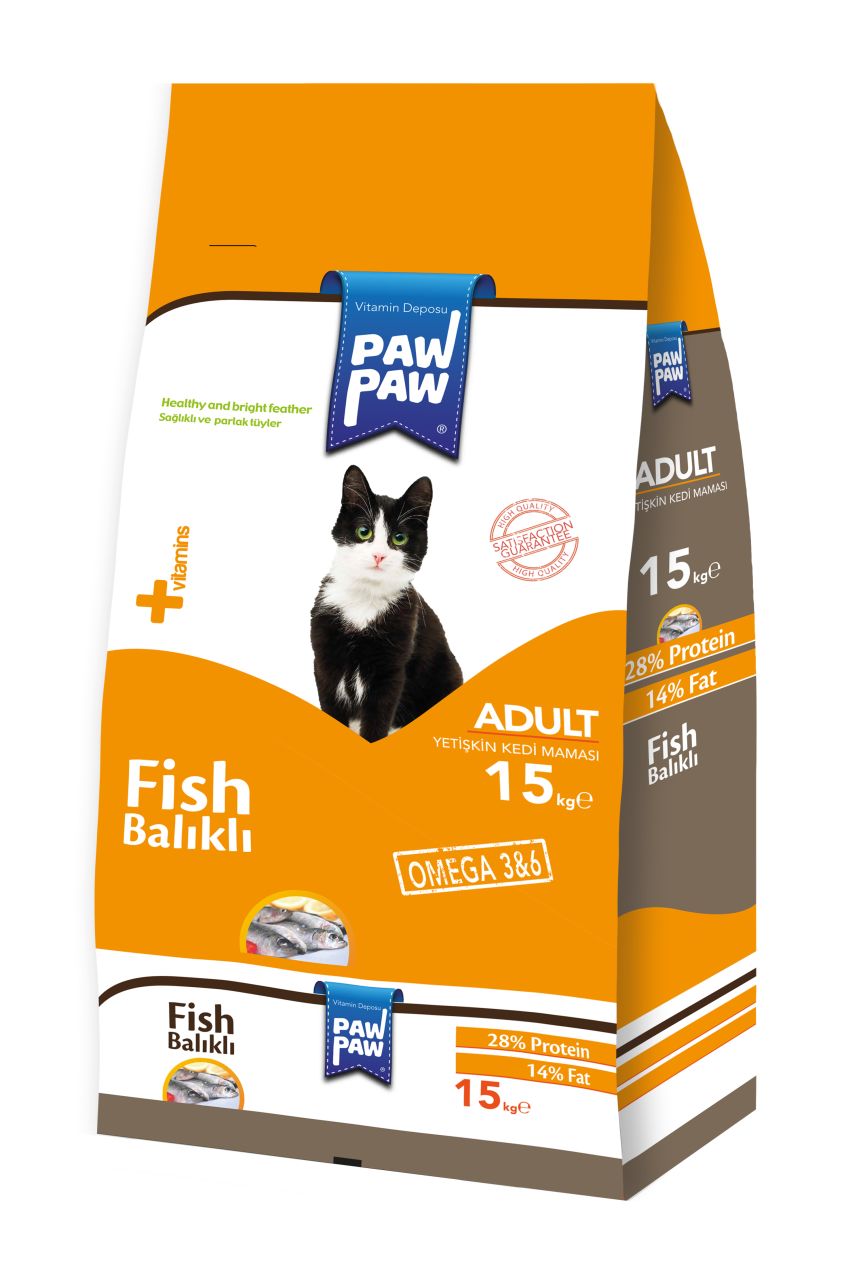 Paw Paw (PawPaw) Balıklı Yetişkin Kedi Maması-15kg-Yeni Formül(stt.10/2026)