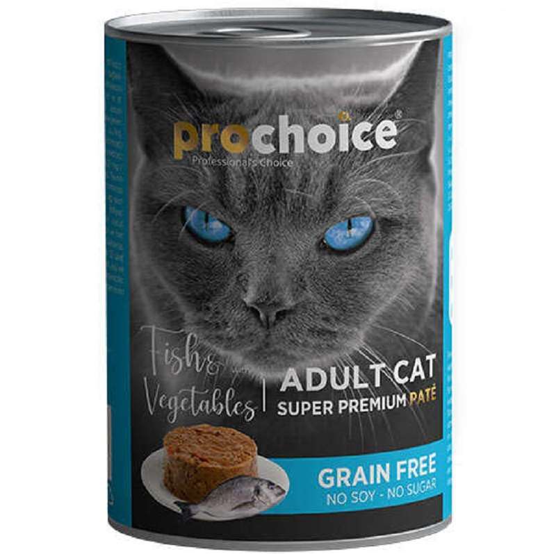 Prochoice Tahılsız Balıklı ve Sebzeli Yetişkin Kedi Konservesi 400 gr.(stt.06/2027)