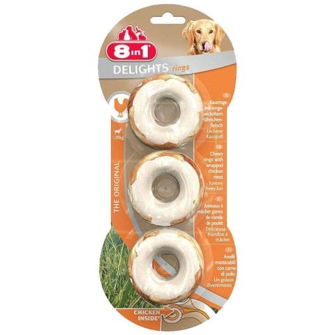 8 in 1 Delights Chicken Rings Tavuklu Halka Köpek Ödül Kemikleri 3 adet (119g)