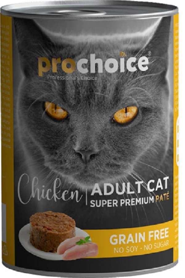 Prochoice Tahılsız Tavuklu Yetişkin Kedi Konservesi 400 gr.(stt.08/2026)