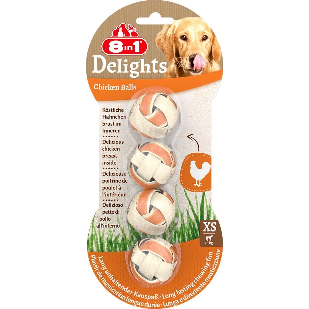 8 in 1 Delights Chicken Balls Tavuklu Köpek Ödül Topları 4 adet (36g)