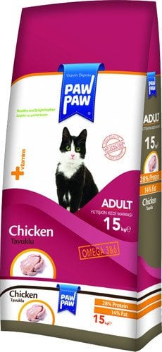 Paw Paw (PawPaw) Tavuklu Yetişkin Kedi Maması-15kg-Yeni Formül(stt.02/2026)