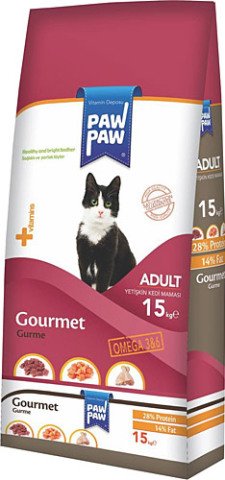 Paw Paw (PawPaw) Gurme Yetişkin Kedi Maması 15 kg Yeni Formül (stt:06/2027)