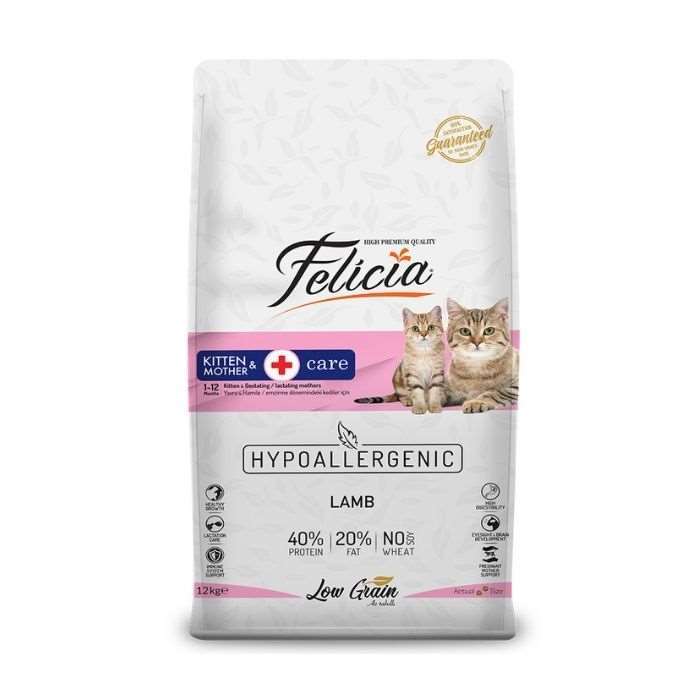 Felicia Kitten & Mother Hypoalerjenik Düşük Tahıllı Kuzu Etli Yavru Kedi Maması 12 kg (stt.12/2025)