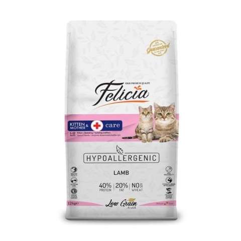 Felicia Kitten & Mother Hypoalerjenik Düşük Tahıllı Kuzu Etli Yavru Kedi Maması 12 kg (stt.07/2026)