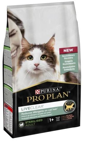 Proplan liveclear reduces allergens cat hair Somonlu Kısırlaştırılmış Yetişkin Kedi Maması 1.4 kg(stt.11/2026)