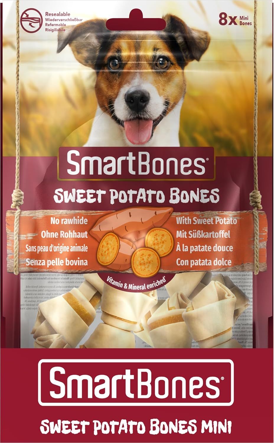 Smart Bones Tavuklu Tatlı Patatesli Mini Düğüm Kemik 8 Adet  (128g)(stt.12/2027)