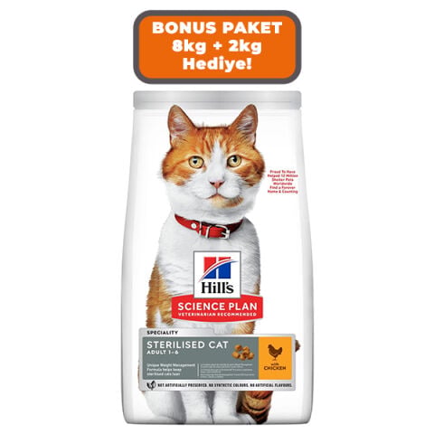 Hills Young Adult Sterilised Tavuklu Kısırlaştırılmış Kedi Maması 10 kg (stt.06/2027)
