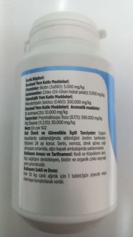 Natur Biotozinc  Kedi ve Köpek için  Deri Ve Tüy Sağlığı Desteği 50 Tablet (stt:11/2027)