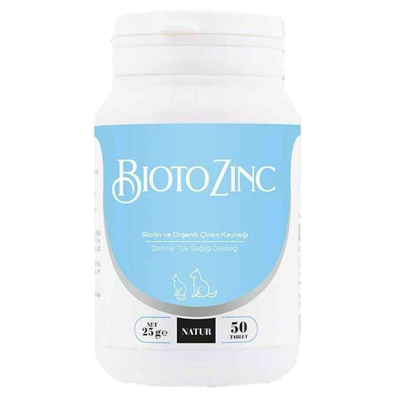Natur Biotozinc  Kedi ve Köpek için  Deri Ve Tüy Sağlığı Desteği 50 Tablet (stt:07/2026)