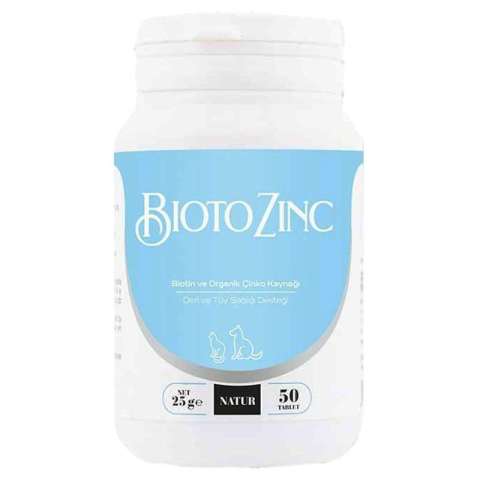 Natur Biotozinc  Kedi ve Köpek için  Deri Ve Tüy Sağlığı Desteği 50 Tablet (stt:07/2026)