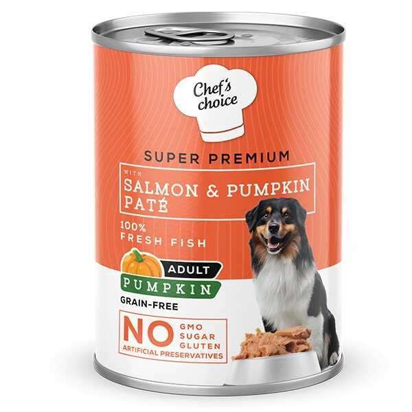 New Chefs Choice Salmon Pumkin Pate Somonlu Balkabaklı Ezme Köpek Konservesi  400 gr.(stt.06/2027)