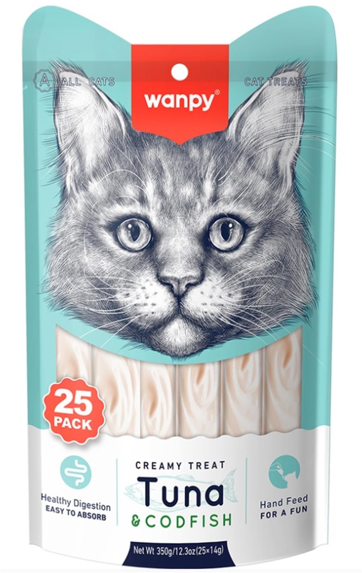 Wanpy Creamy Ton ve Morina Balıklı Krema Kedi Ödülü 25 x 14 GR (stt:12/2026)