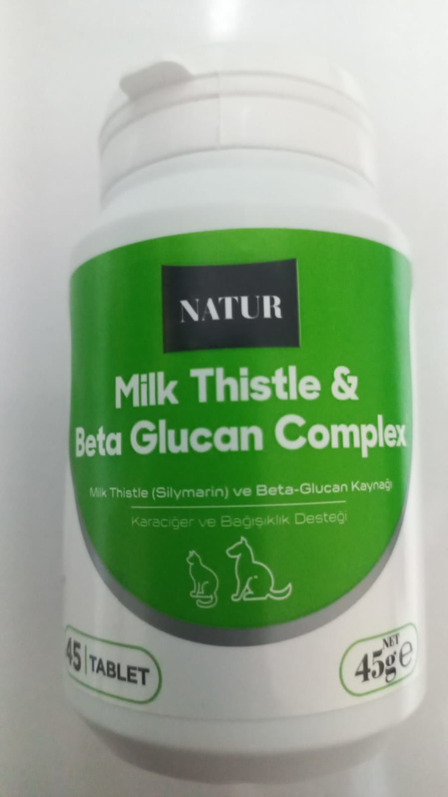 Natur Milk Thistle & Beta Glucan Complex Kedi ve Köpek Karaciğer ve Bağışıklık Destek Ürünü 45 Tablet (stt:08/2027)