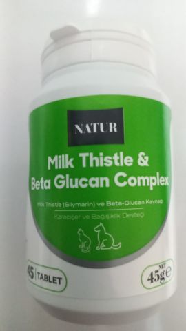 Natur Milk Thistle & Beta Glucan Complex Kedi ve Köpek Karaciğer ve Bağışıklık Destek Ürünü 45 Tablet (stt:12/2027)