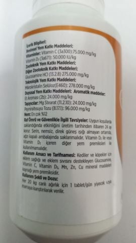 Natur Joint Flex Glucosamine Kedi ve Köpekler için Eklem Sağlığı ve Eklem Sıvısı Desteği 90 Tablet (stt:08/2026)
