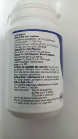 Natur Immulys Kedi ve Köpek için Immünomodületör 60 Tablet (stt:07/2026)