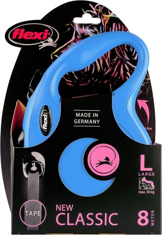 Flexi New Classic Şerit L Mavi Otomatik Köpek Gezdirme Kayışı 8 metre