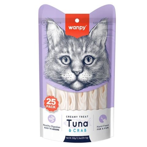 Wanpy Ton Balığı Yengeçli Sindirim Sistemi Destekleyici Sıvı Ödül Maması 14gr x 25 Adet (stt:06/2026)