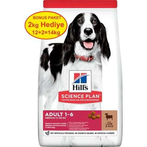 Hills Medium Adult Kuzu Etli Yetişkin Köpek Maması 12+2kg Bonus(stt:12/2026)