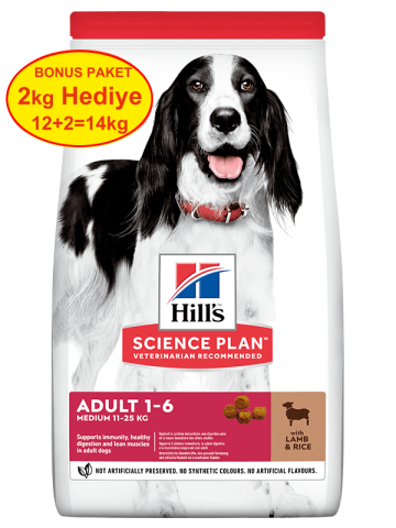 Hills Medium Adult Kuzu Etli Yetişkin Köpek Maması 12+2kg Bonus(stt:12/2026)