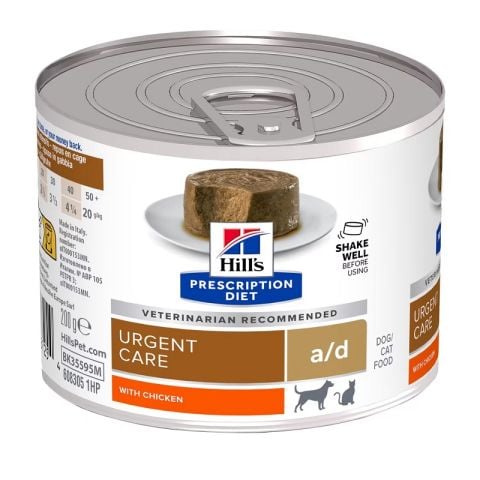 Hills Prescription Diet Urgent Care a/d Tavuklu Kedi ve Köpek Yaş Maması 200gr (stt12/2027)