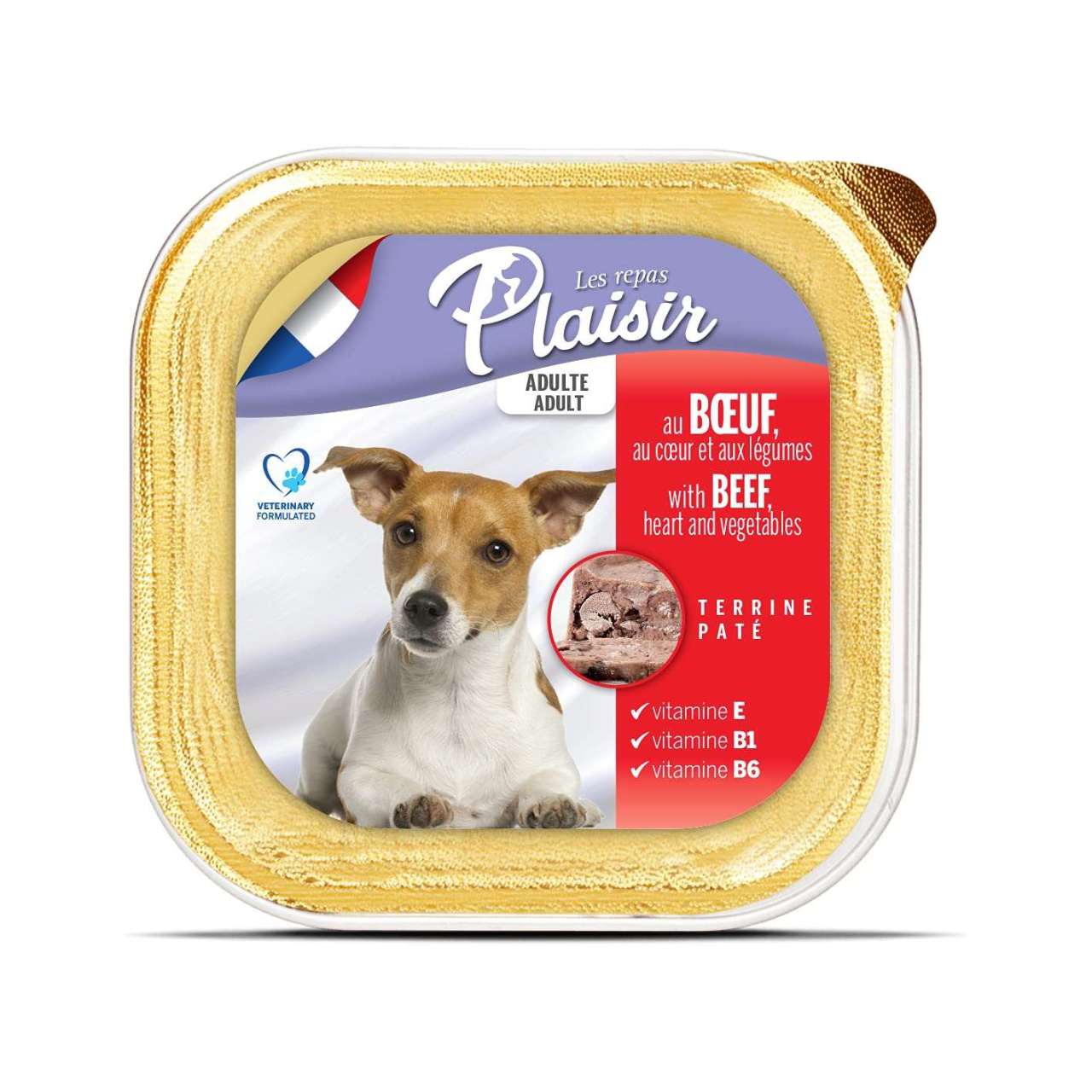 Plaisir Pate Ezme Biftekli, Kalpli ve Sebzeli Yetişkin Köpek Konservesi 150 gr(stt.09/2027)