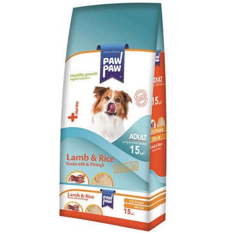 Paw Paw (PawPaw) Kuzu Etli-Pirinçli Yetişkin Köpek Maması-15kg-Yeni Formül(stt.10/2026)