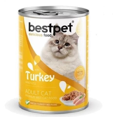 Bestpet Hindili Yetişkin Kedi Konservesi 400 gr (stt.07/2027)