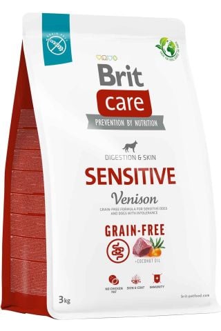 Brit Care Sensitive Digestion Skin Grain Free (Tahılsız) Geyik Etli Yetişkin Kuru Köpek Maması 3 kg (stt:02/2027)