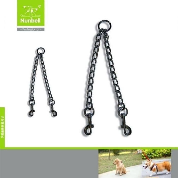 Nunbell Köpek Gezdirme İkili Zincir (19 cm)