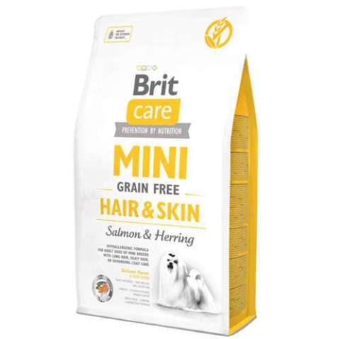 Brit Care Mini Hair Skin Somonlu ve Ringa Balıklı Tahılsız Köpek Maması 2 kg (stt.11/2027)