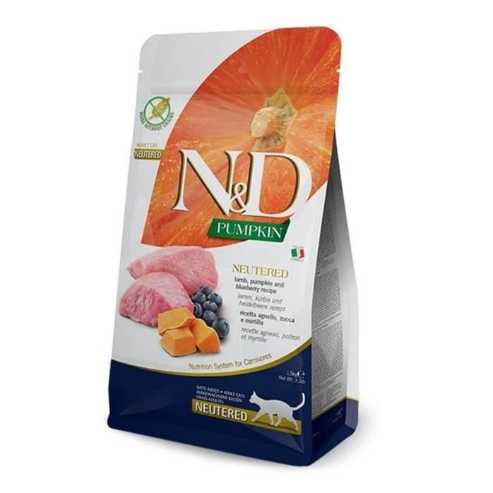 ND Pumpkin Tahılsız Balkabaklı Kuzu Etli Yaban Mersini Kısırlaştırılmış Kedi Maması 5 kg (stt:09/2027)