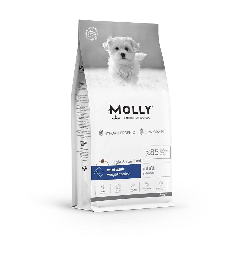 Molly Hipoalerjenik Somonlu Düşük Tahıllı Kısırlaştırılmış Küçük Irk Köpek Maması 8 kg (stt:01/2027)