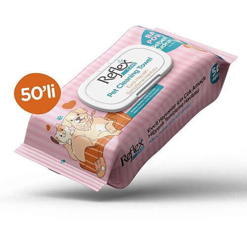 Reflex Care Evcil Hayvanlar İçin Çok Amaçlı Hijyenik Temizleme Mendili 50'li Paket