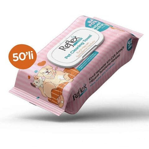 Reflex Care Evcil Hayvanlar İçin Çok Amaçlı Hijyenik Temizleme Mendili 50'li Paket