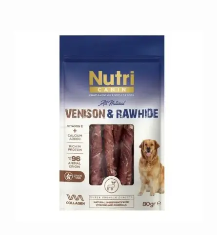 Nutri Canin Rawhide Geyik Eti Sargılı Kemik Köpek Ödülü 80 Gr. (stt:06/2028)