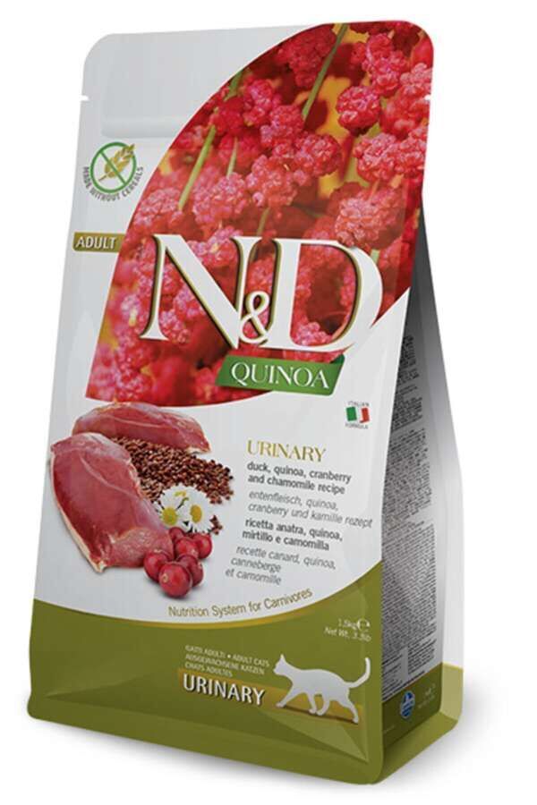 ND Quinoa Urinary Ördek ve Kinoalı İdrar Yolları Destekleyici Kedi Maması 5 Kg (stt:08/2027)