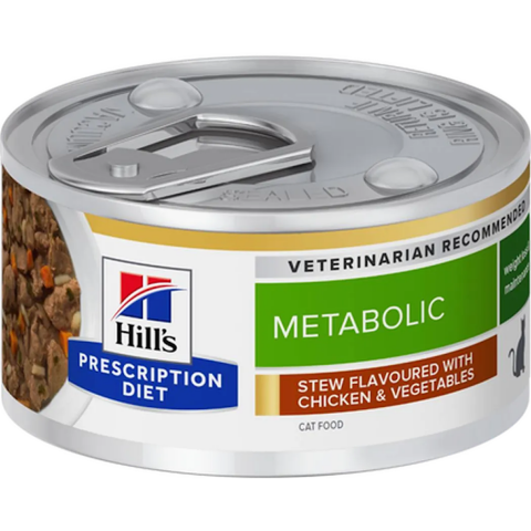 Hills Prescription Diet Metabolic Tavuklu ve Sebzeli Kedi Güveç 82 gr (stt:10/2027)