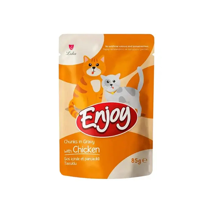 Enjoy Sos İçinde Et Parçacıklı Tavuklu Kedi Yaş Maması Pouch 85 Gr (stt:06/2029)