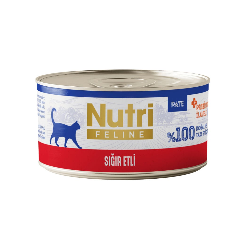 Nutri Feline Sığır Etli Tahılsız Prebiyotik İlaveli Ezme Yetişkin Kedi Konservesi 70gr (stt: 12/2028)