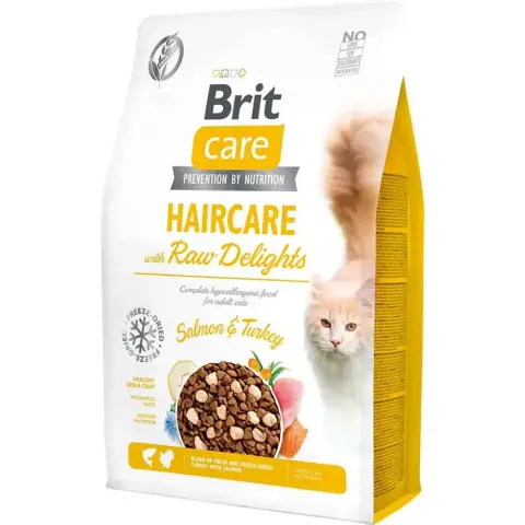 Brit Care Haircare with Raw Delights Somonlu Hindili Kedi Maması 2 Kg (stt: 01/2028)